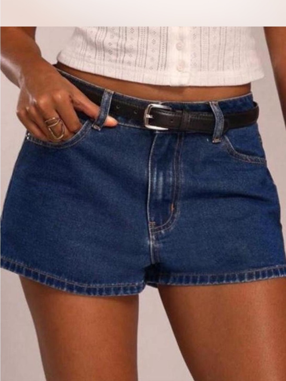 SHEIN Dark Blue High-Rise Denim Shorts
